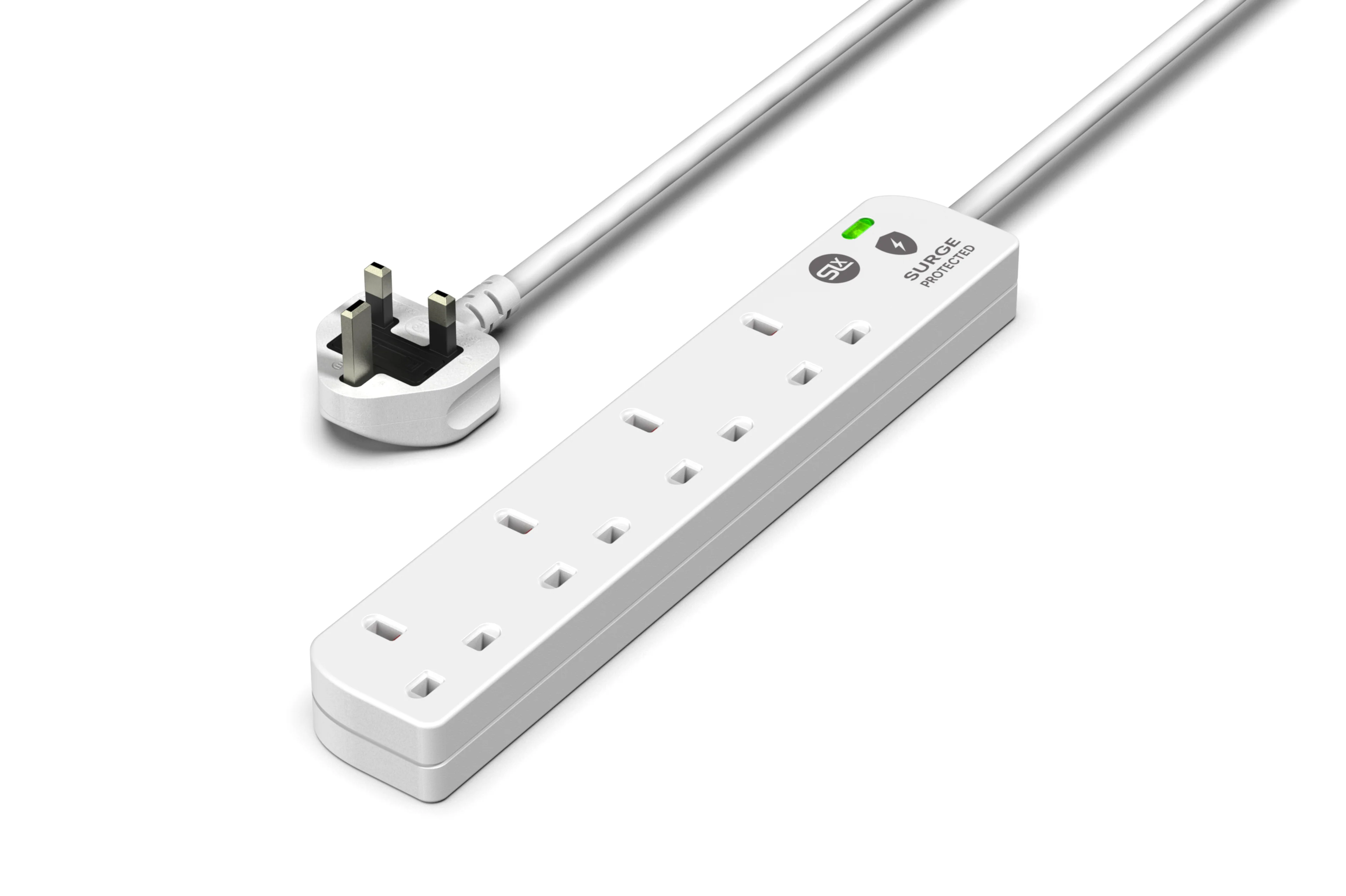 4 Gang Extension Lead 2m -  (Surge protected & neon)