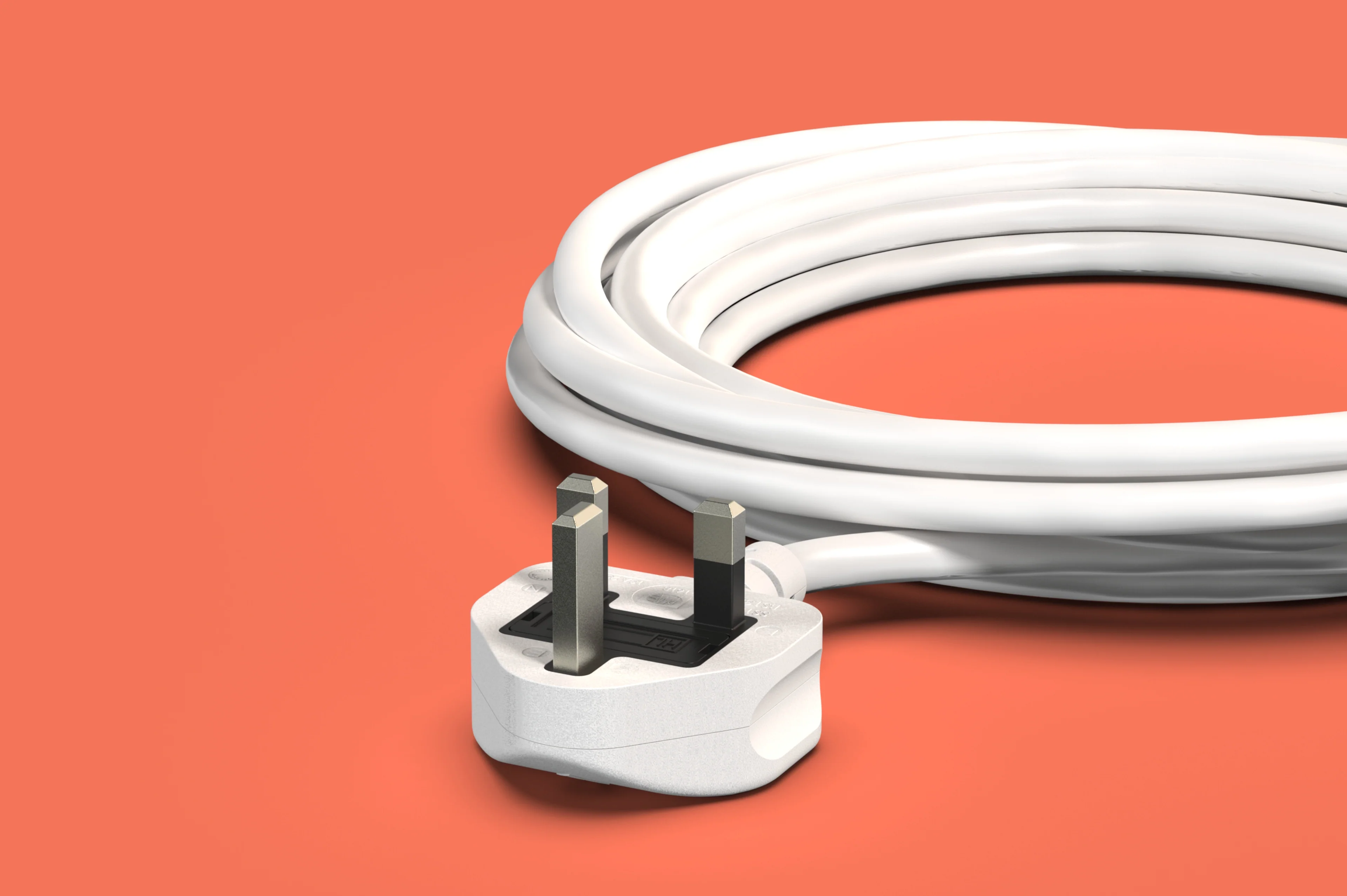 4 Gang Extension Lead 2m -  (USB-A, USB-C PD20W, Surge Protected & Neon) - Image 3