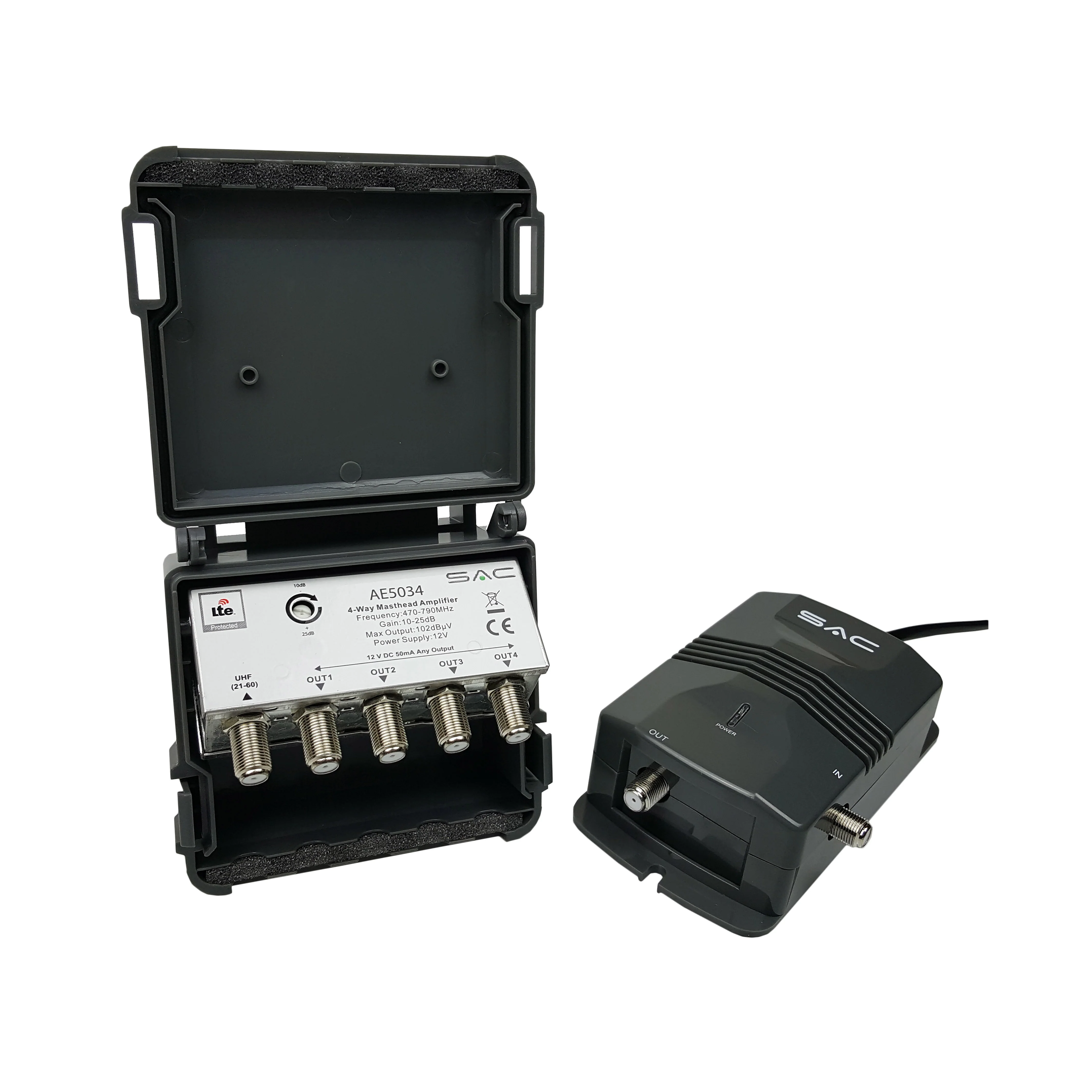SAC 4 Way LTE Masthead Amp 10-25dB Variable Gain Kit