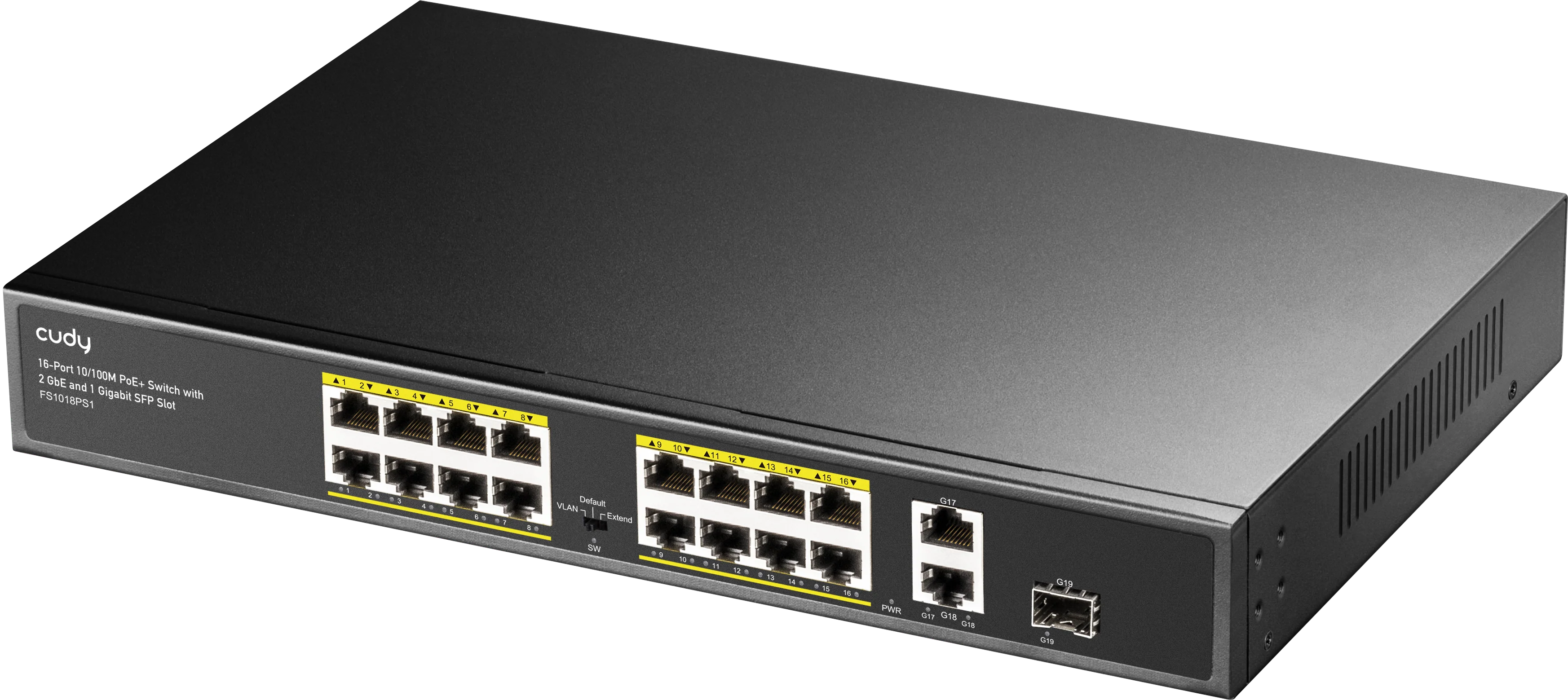 Cudy 16 Port 100M PoE+ Switch + 2 GB Uplink + SFP 200W