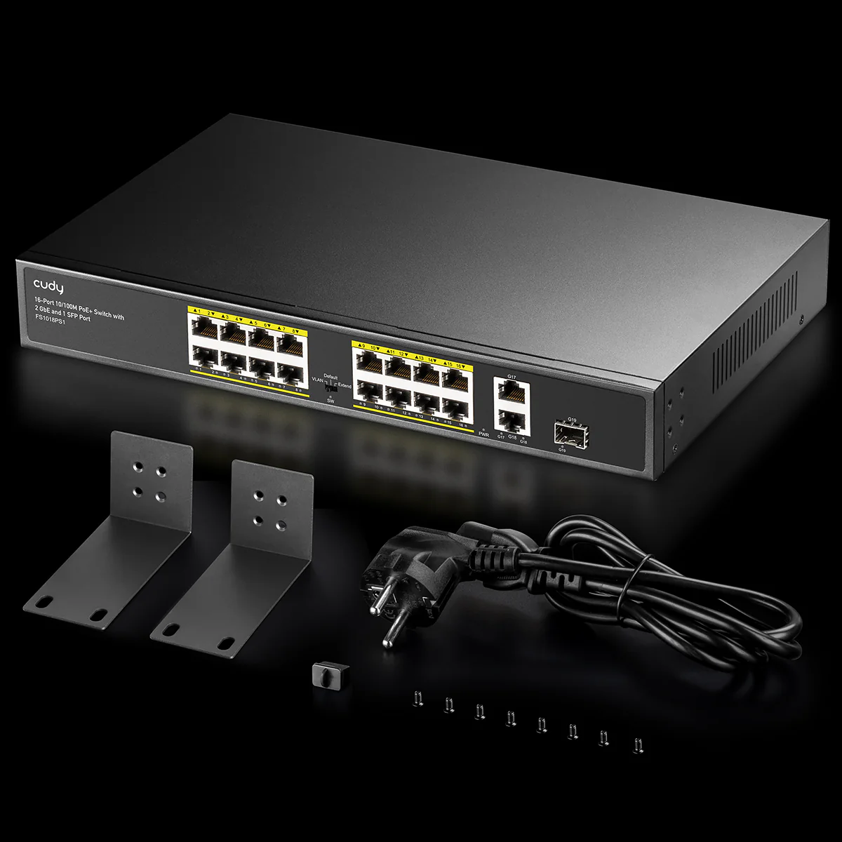 Cudy 16 Port 100M PoE+ Switch + 2 GB Uplink + SFP 200W - Image 4