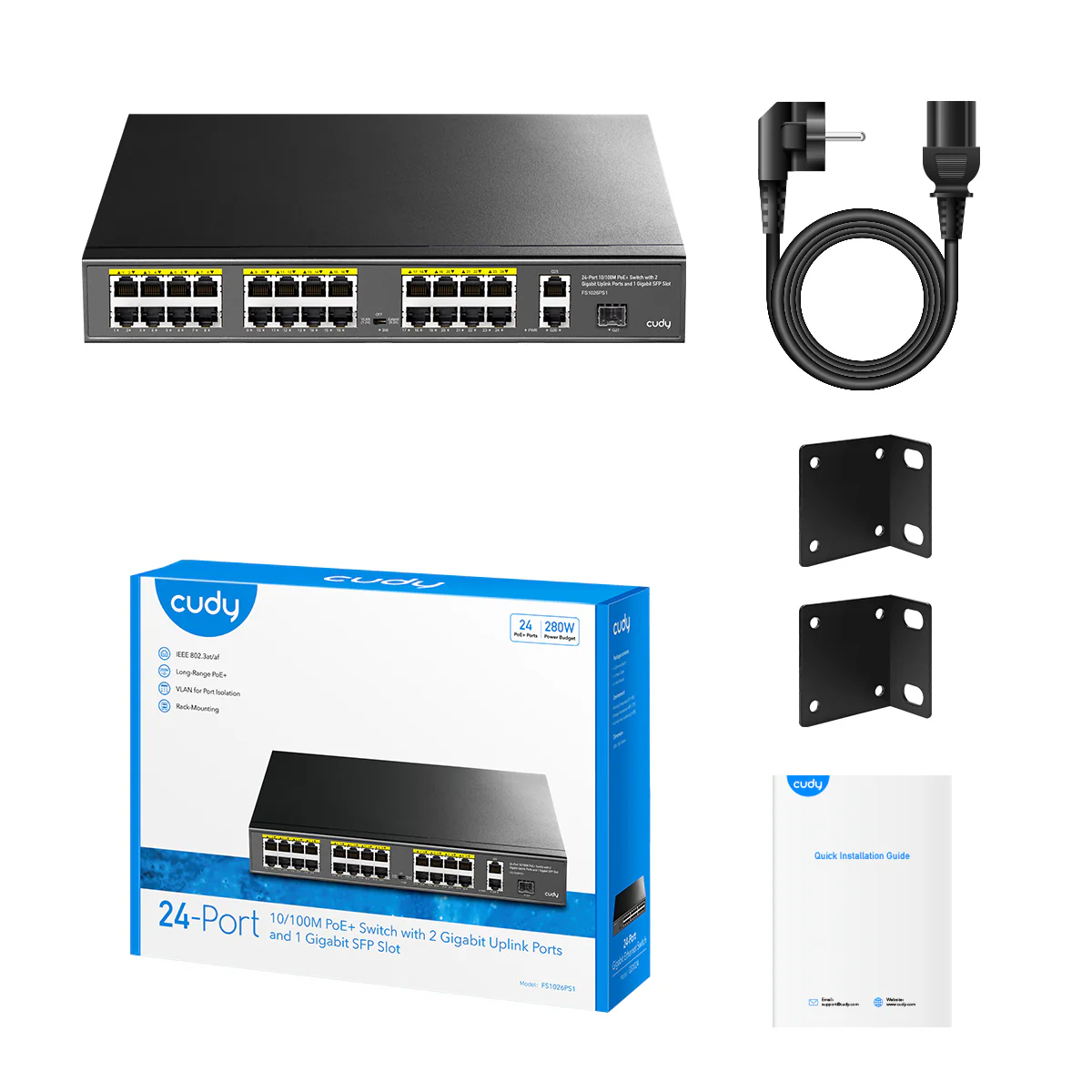 Cudy 24 Port 100M PoE+ Switch + 2 GB Uplink + SFP 300W - Image 4