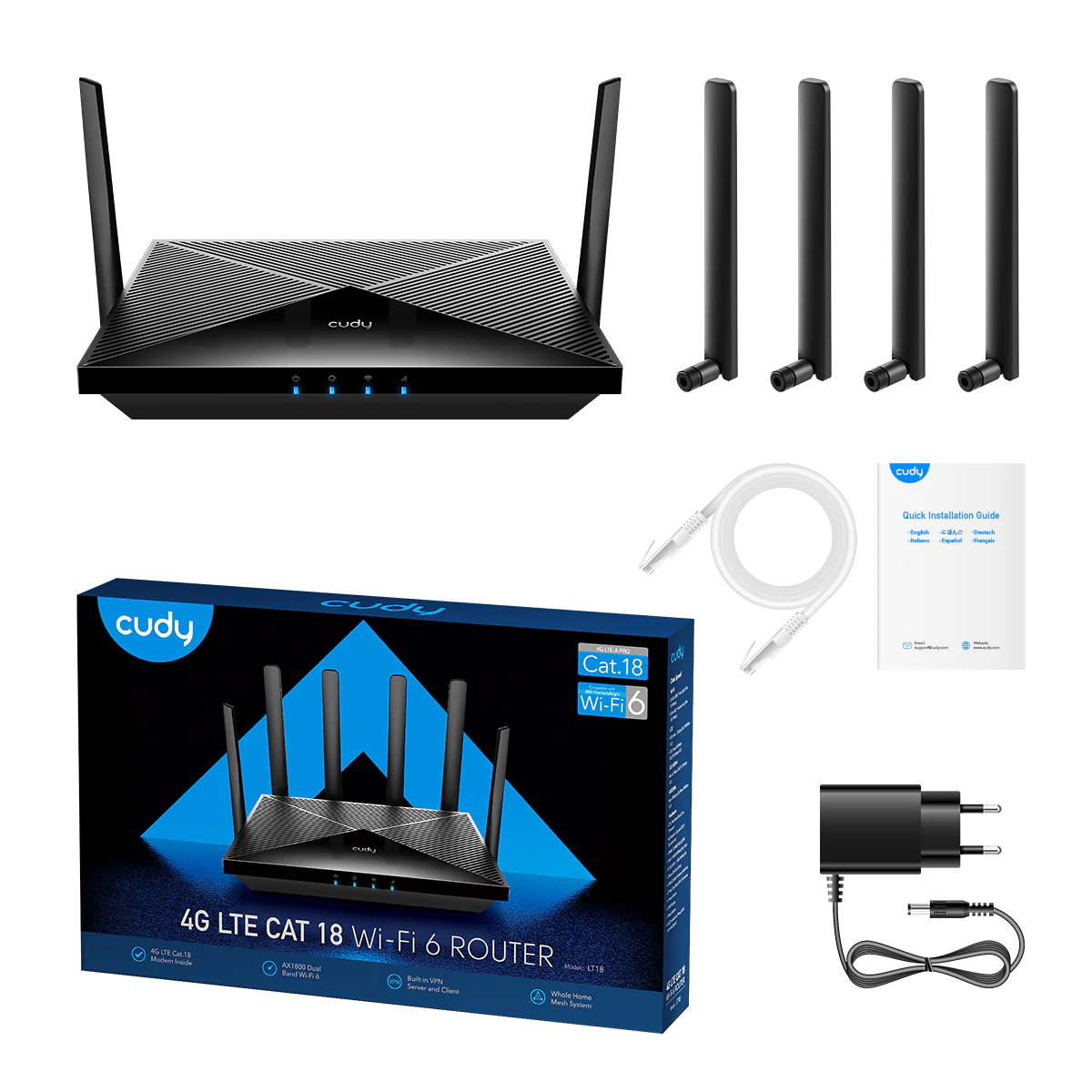 Cudy 4G LTE-A PRO Cat18 1800mbps WiFi 6 Router with Mesh / Dual Sim / WAN Failover - Image 4