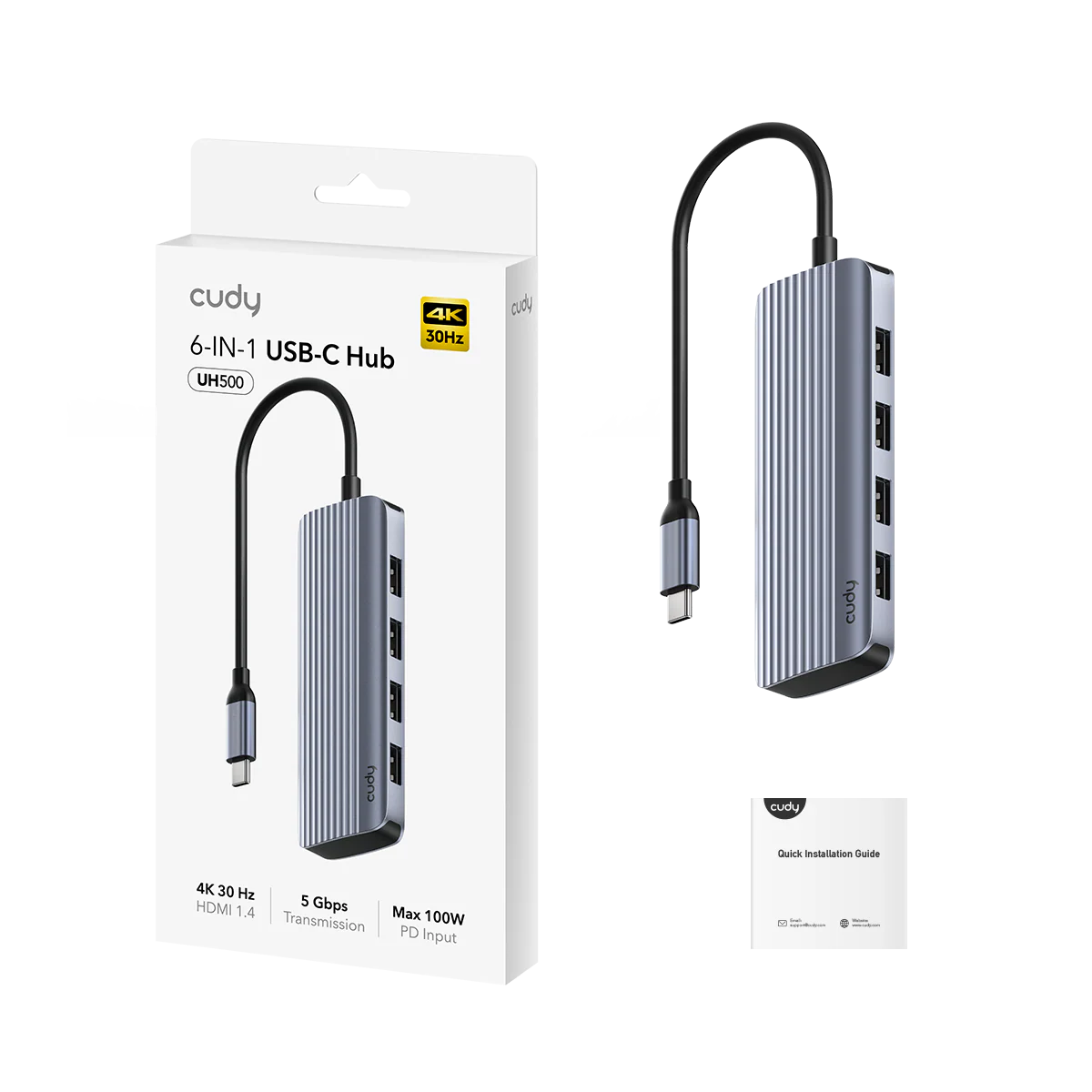 Cudy 6 in 1 USB-C Hub with 4K HDMI UH500