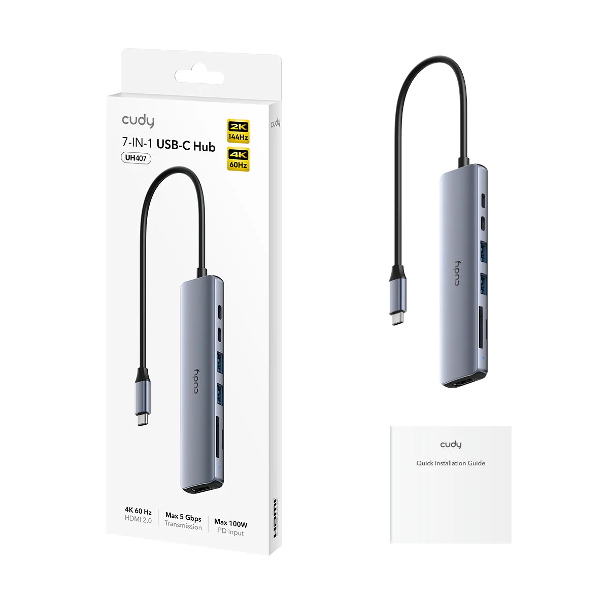 Cudy 7 in 1 USB-C Hub with SD/TF, 4K HDMI UH407 - Image 2