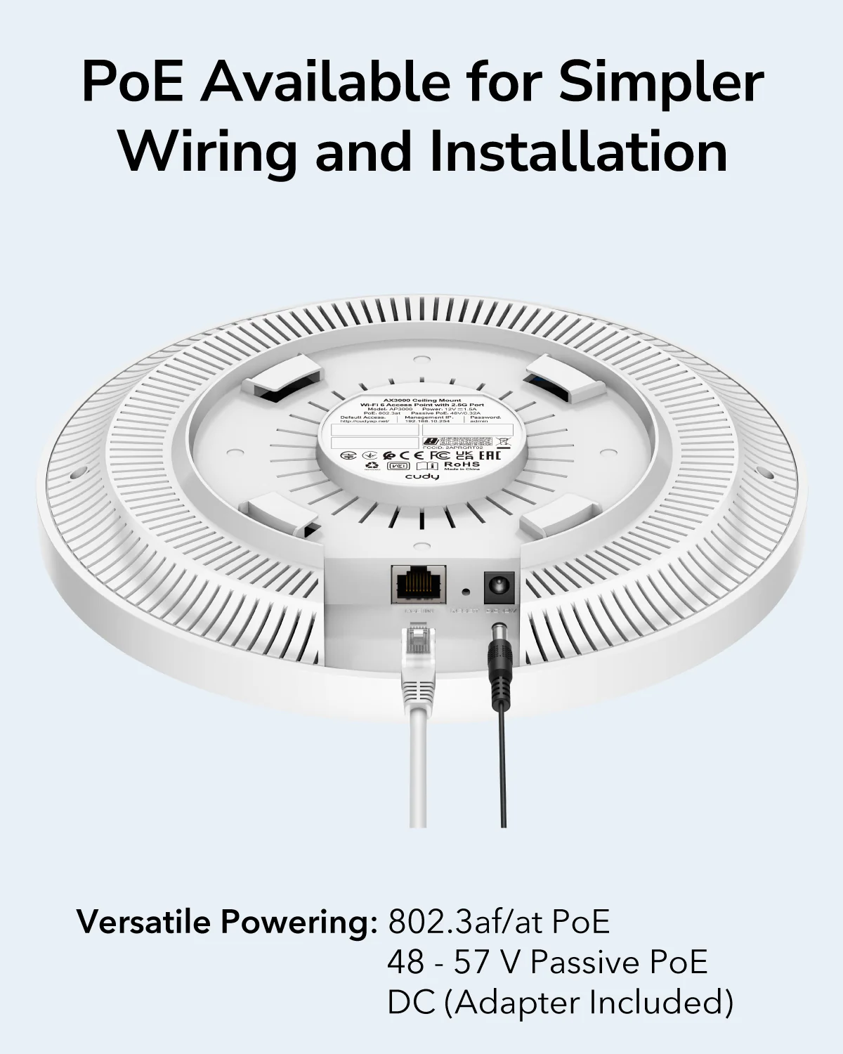 Cudy AX3000 WiFi 6 PoE Wireless Access Point with 2.5GB Port (Includes PoE Injector) - Image 3