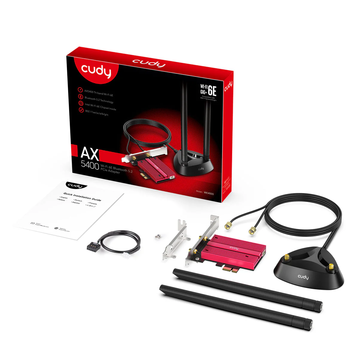 Cudy AX5400 Wi-Fi 6E Bluetooth 5.3 PCI-E Adapter - Image 2