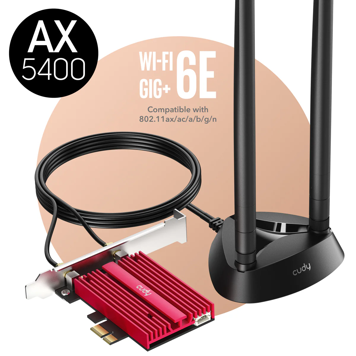 Cudy AX5400 Wi-Fi 6E Bluetooth 5.3 PCI-E Adapter - Image 7
