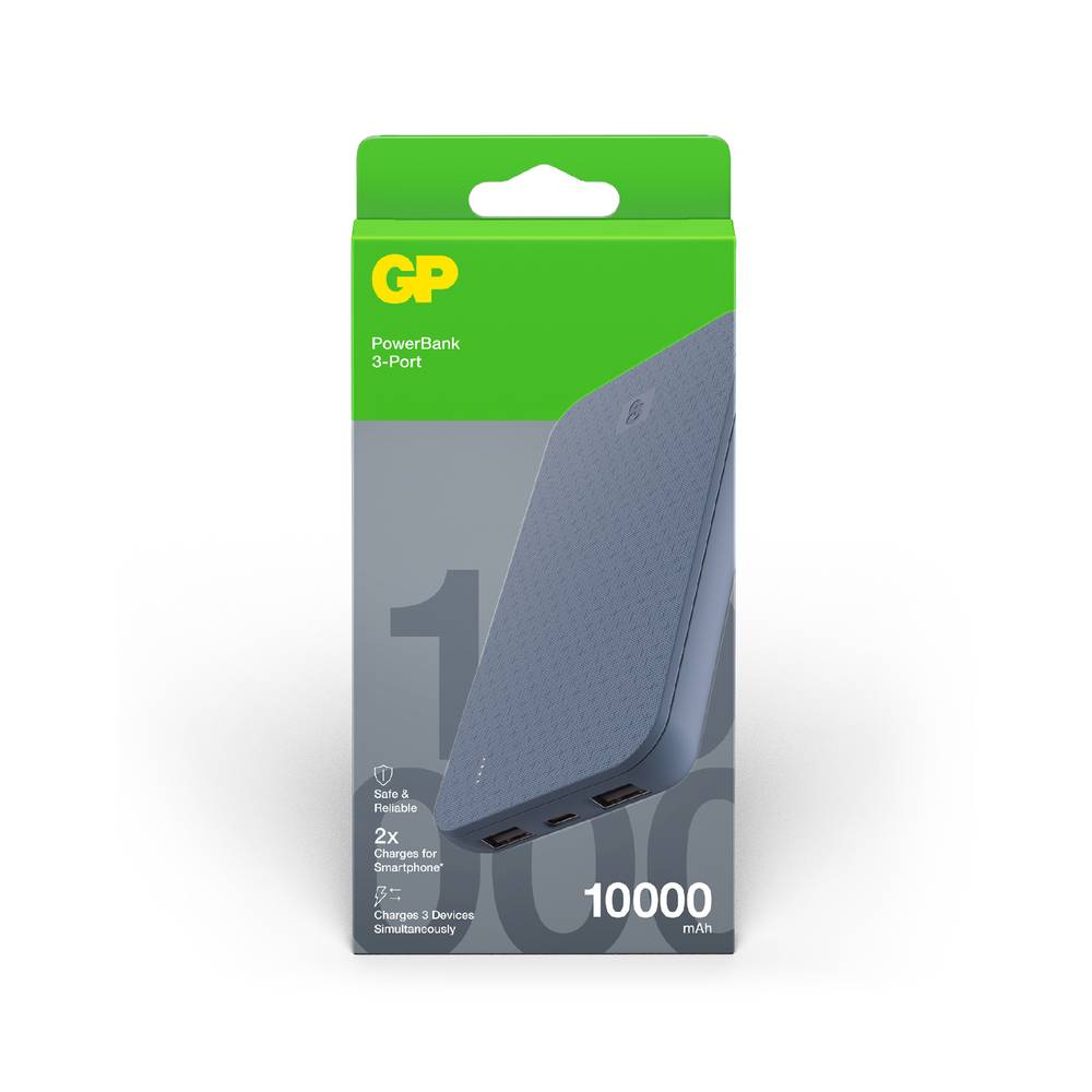 GP Powerbank 10,000mAh B10B, 3 Port, 15W, USB-A, USB-C - Image 3