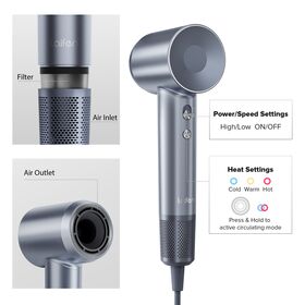 Laifen Swift Special - High Speed Hairdryer with 3 Nozzles (Silver Blue) - Image 3
