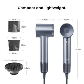 Laifen Swift Special - High Speed Hairdryer with 3 Nozzles (Silver Blue) - Image 4