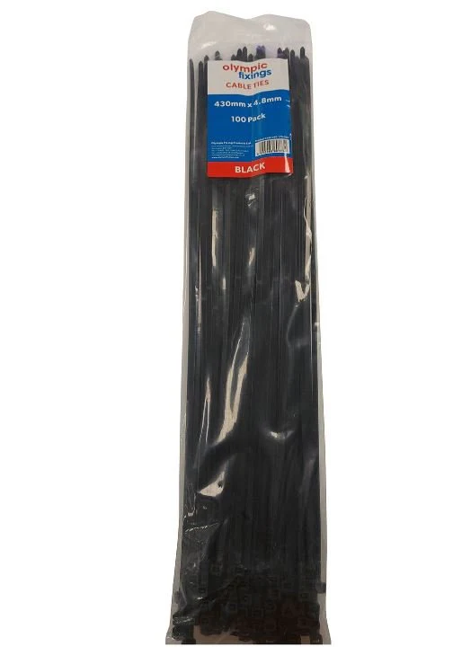 Pack Qty: 100 - 430 X 4.8mm Black Cable Ties