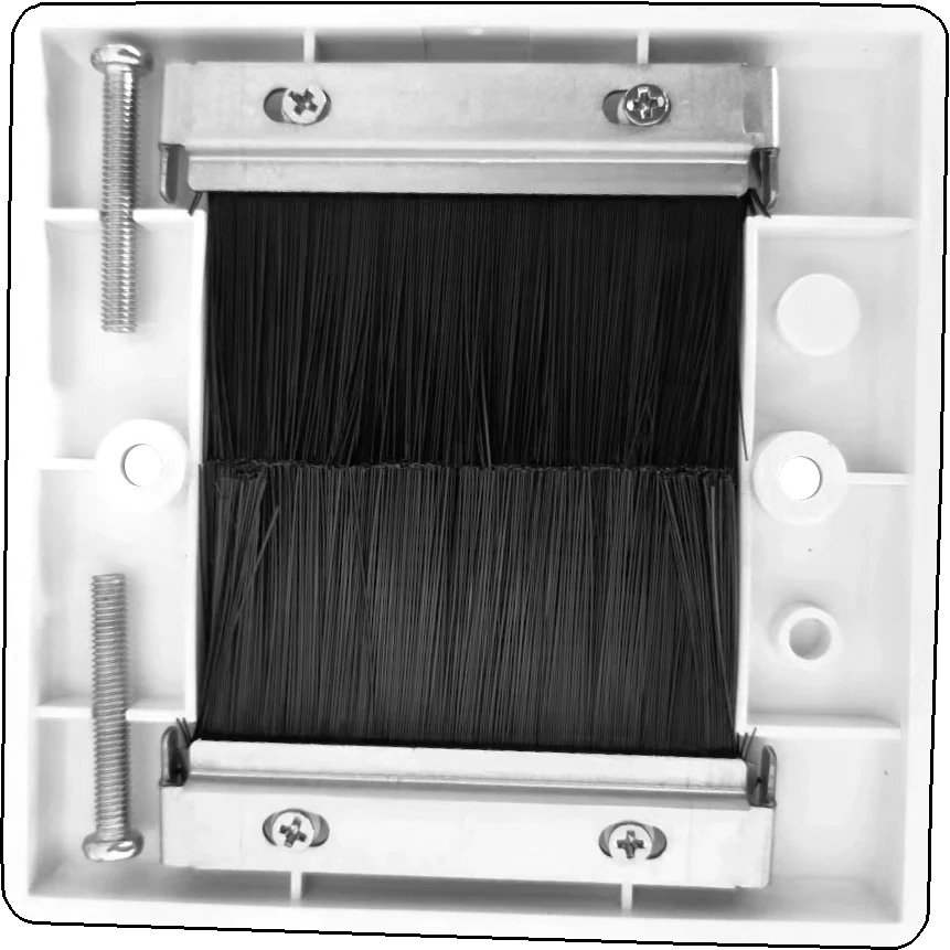 PROception - Single Gang Brush Wall Plate - White with Black Brush