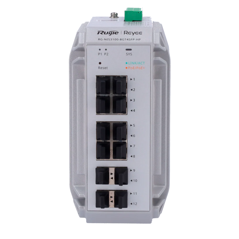 Reyee 10 Port Industrial Grade Gigabit Cloud Managed PoE+ Switch with 4 SFP Uplink, 240W