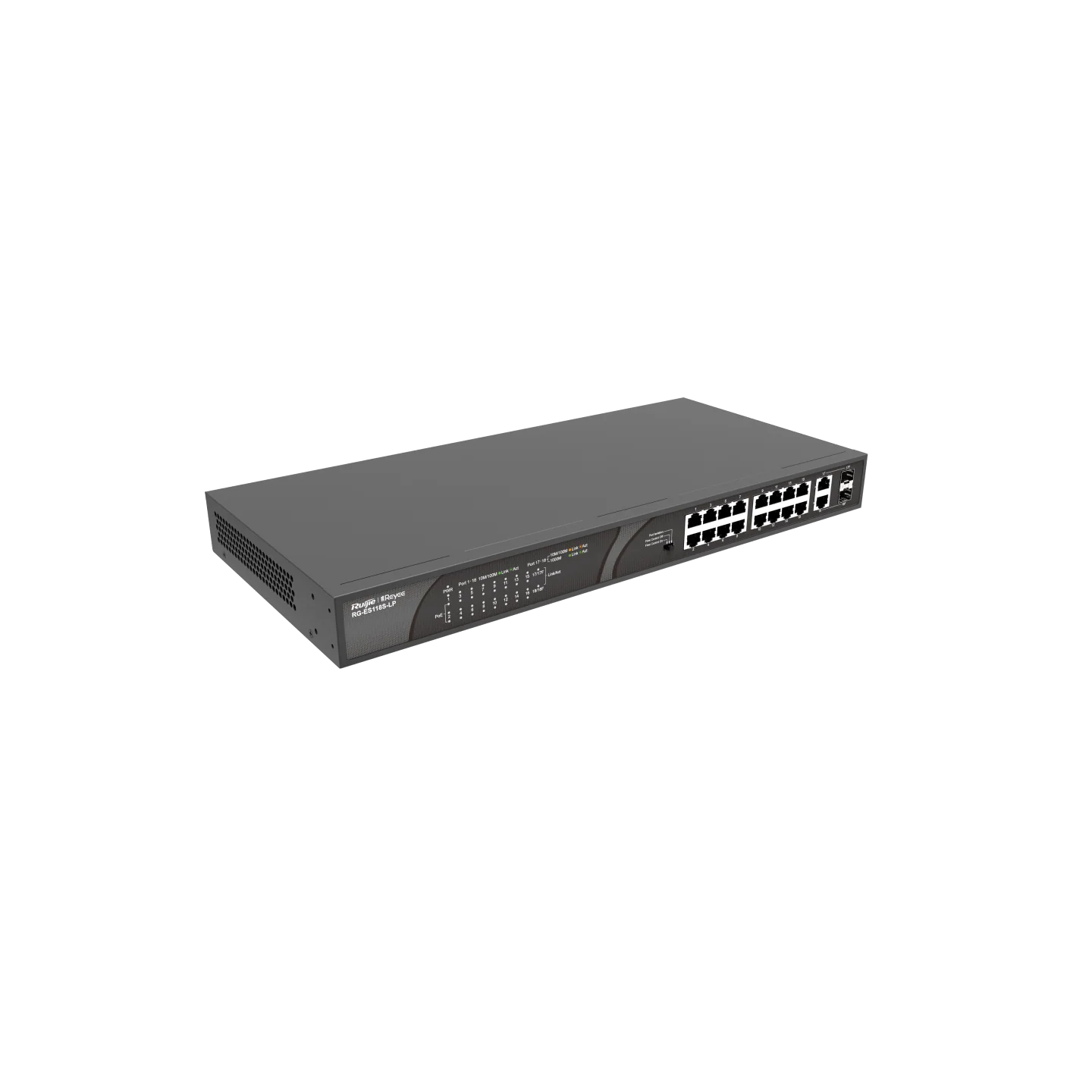 Reyee 18 Port 100Mbps PoE+ Switch 16 Ports PoE + 2 GE + 2 SFP Ports, 120W
