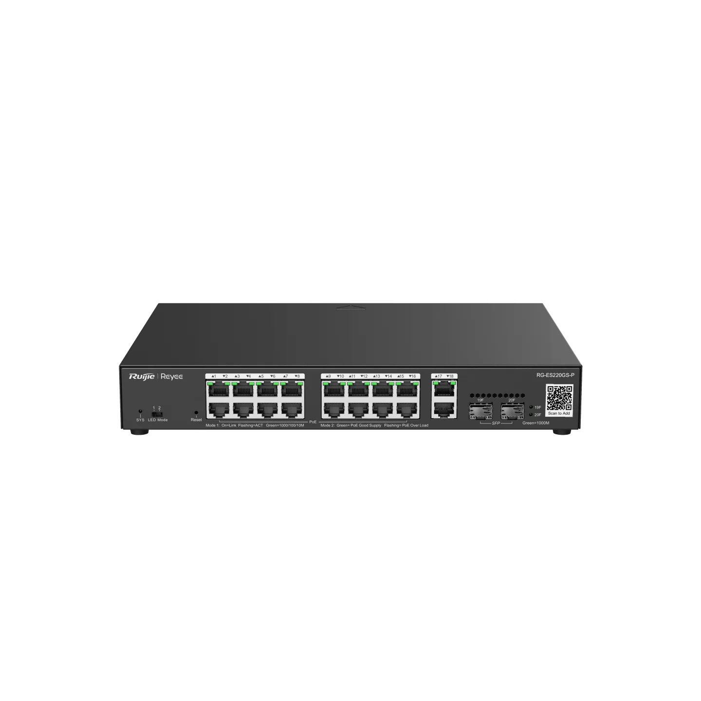 Reyee 20 Port Gigabit PoE+ Smart Switch / 2 SFP Ports - Cloud Managed, 250W