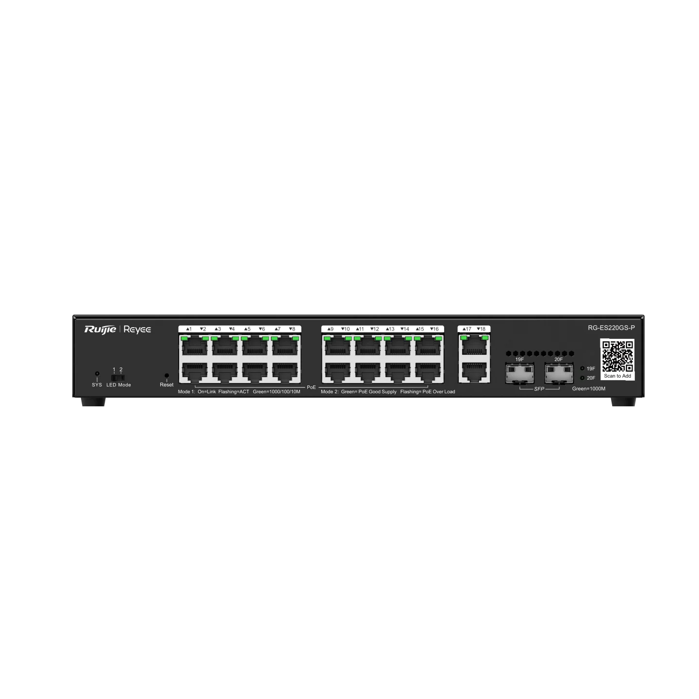 Reyee 20 Port Gigabit PoE+ Smart Switch / 2 SFP Ports - Cloud Managed, 250W - Image 4