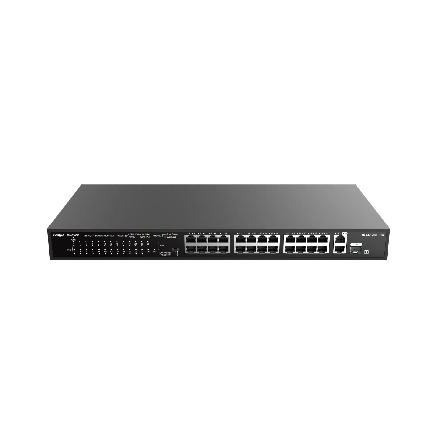 Reyee 24 Port 100Mbps PoE+ Switch 24 Ports PoE + 1 GBE + 1 SFP Port, 370W - Image 2