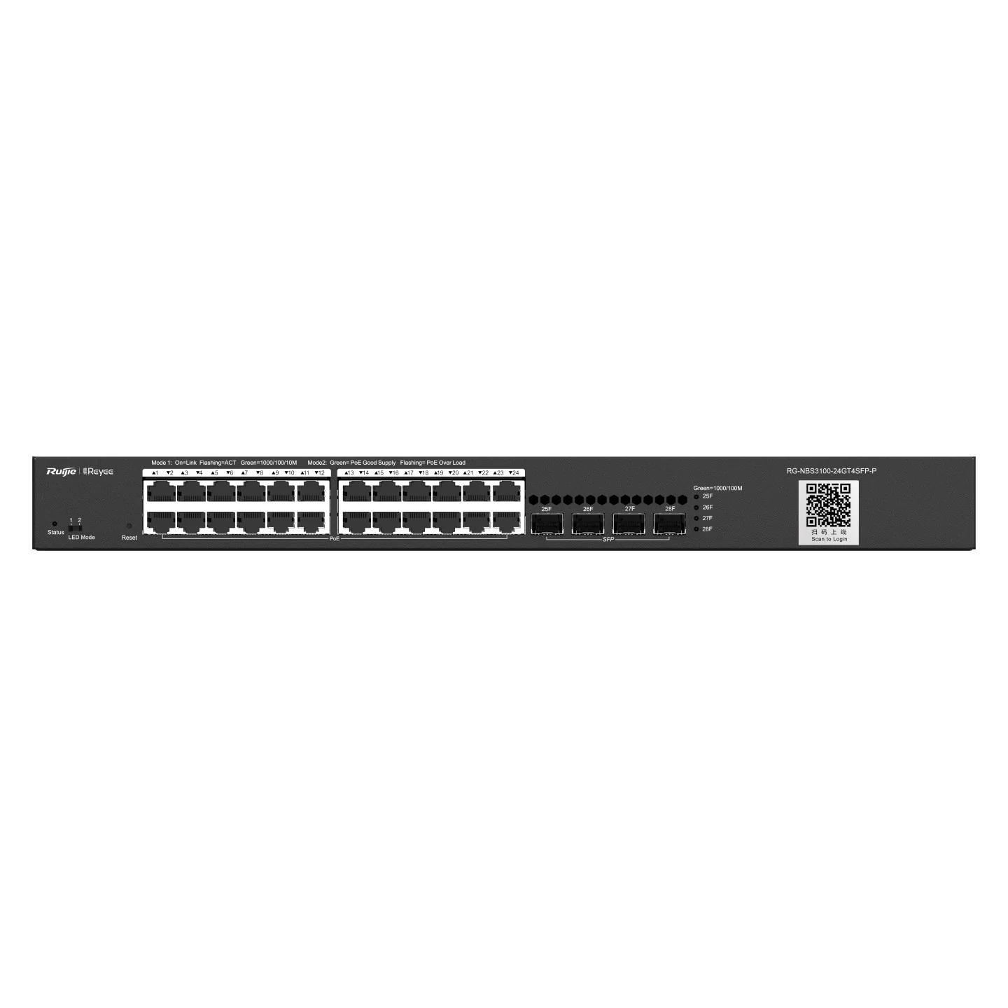 Reyee 28 Port Gigabit PoE+ Layer 2 Smart Switch / 4 SFP Ports - Cloud Managed, 370W - Image 2