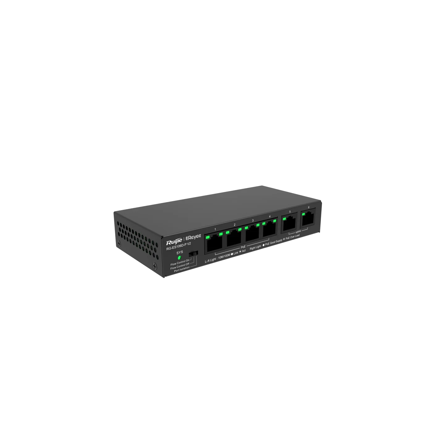 Reyee 6 Port 100Mbps PoE+ Switch, 54W
