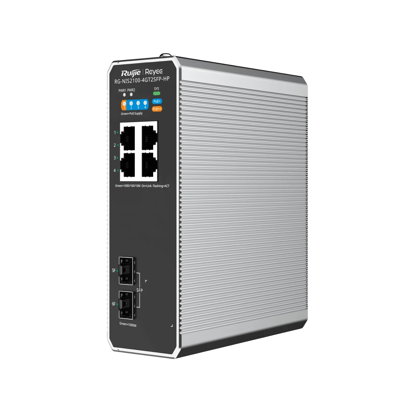 Reyee 6-Port Cloud Managed Industrial Switch, with 1 x PoE++ Port, 3 x PoE+ Ports, and 2 x SFP Uplink Ports - Image 5