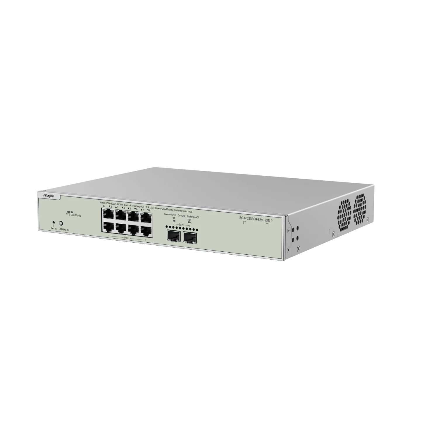 Reyee 8-Port Muti-Gigabit Layer 2 Managed Switch with 8 x PoE+ Ports, and 2 x SFP+ Uplink Ports - Image 3