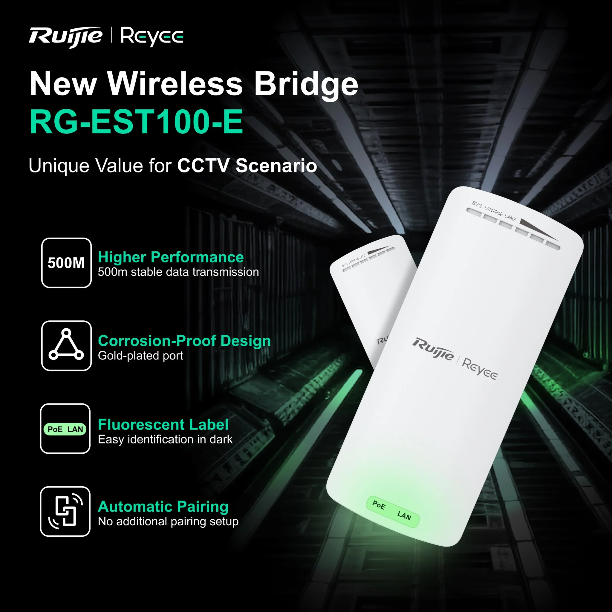 Reyee Wireless Bridge Kit - Pre-Paired - 2.4GHz 500m Range - Image 3