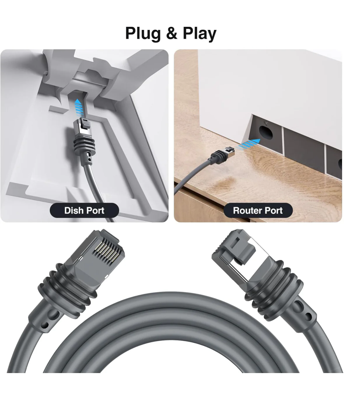 Starlink Version 3 Generation Router Cable Extension Gigabit Ethernet RJ45 Router Cable For Starlink Satellite Gen3 Outdoor (30FT - 9.1M) - Image 3