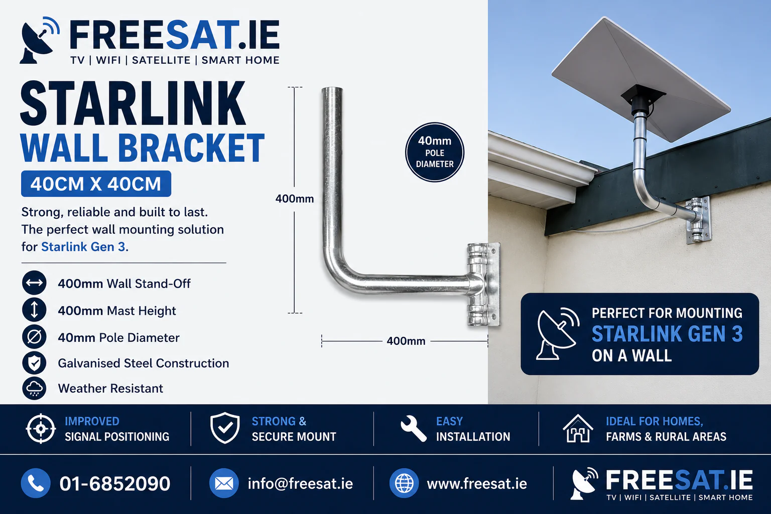 Starlink Wall Bracket 40cm x 40 cm