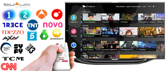 Spanish TVup Premium 12 months & 4K Android TV Stick More than 80 spanish DTT & premium TV channels via IP, with replay services TV Q Dongle More than 80 spanish DTT & premium TV channels via IP, with replay services