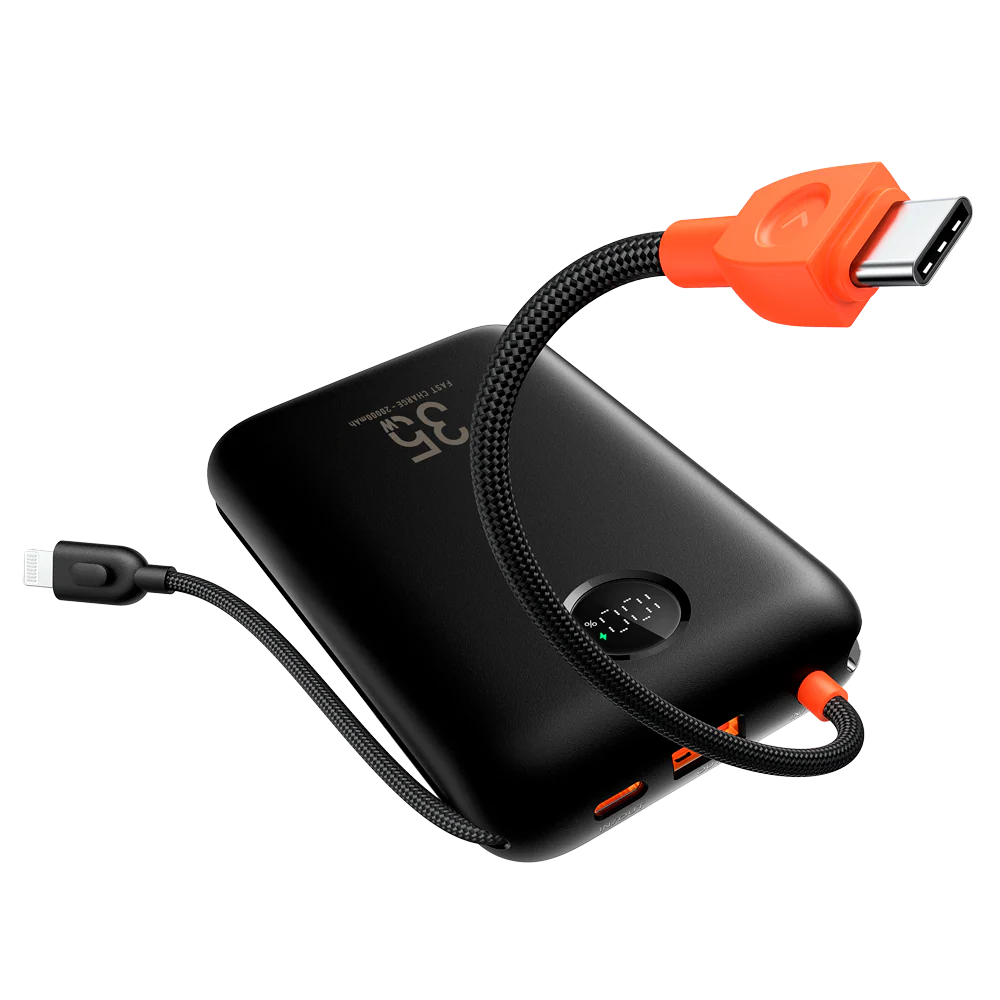 Veger 20,000mAh Powerbank, PD35W, Built In USB-C / Lightning Cables