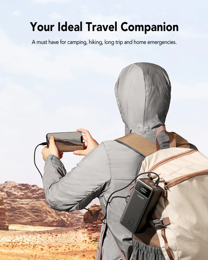 Veger Tank Lite 50,000mAh Powerbank, PD22W, LCD Display, Flashlight, Compass - Image 5