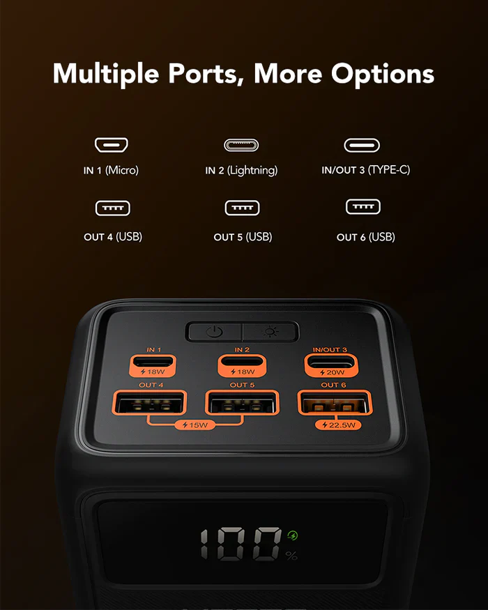 Veger Tank Lite 50,000mAh Powerbank, PD22W, LCD Display, Flashlight, Compass - Image 8