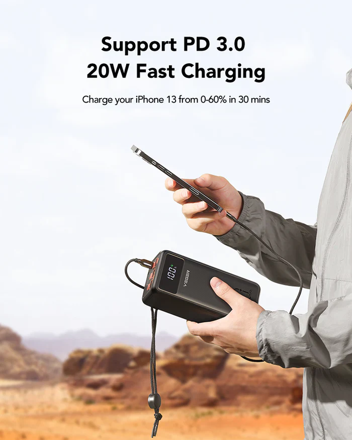 Veger Tank Lite 50,000mAh Powerbank, PD22W, LCD Display, Flashlight, Compass - Image 9
